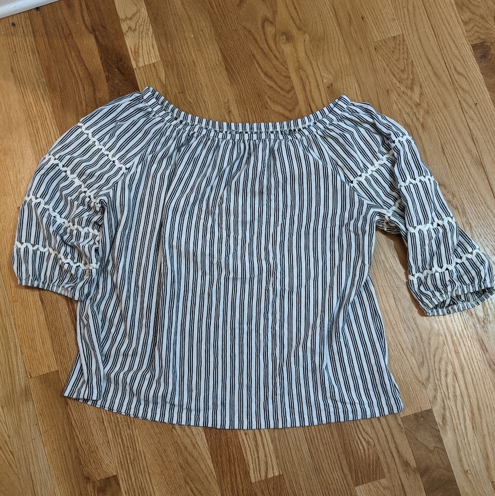 Talbots plus peasant striped top